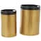 Gold Metal Nesting Accent Table with Black Tray Tabletop Set